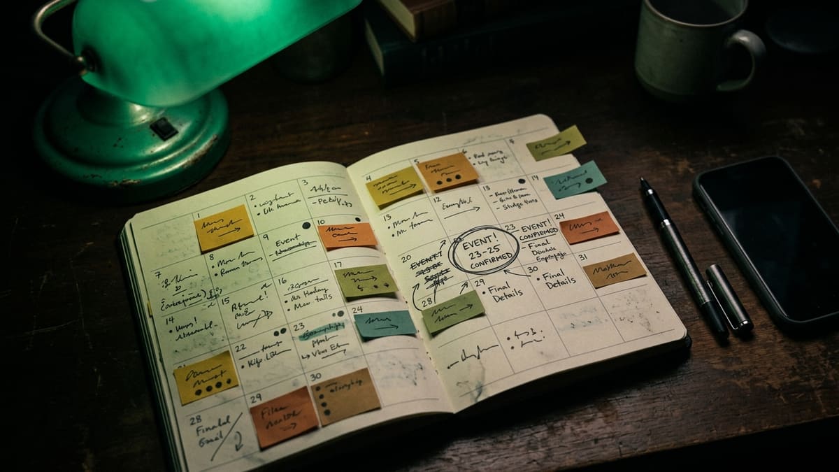 Artista repasando el calendario de su lanzamiento con la portada del single y anotaciones semana por semana